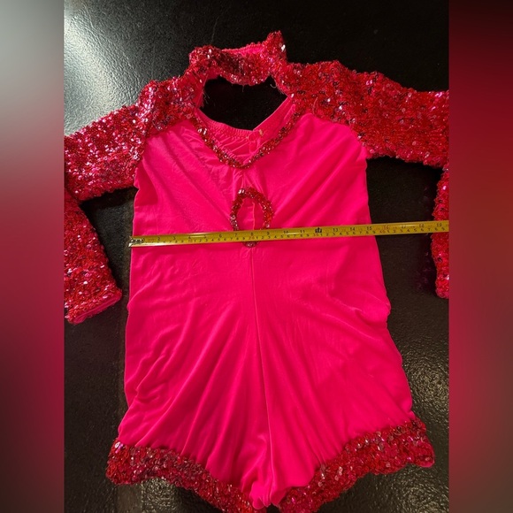 Weissman Sequin Shortall Dance Costume – Child Large (14–16), Hot Pink/Fuchsia - Picture 11 of 11